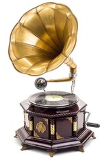 Photo of a Gramophone. Original source: Trukado, www.trukado.nl/en/gramophone-old-fashioned-record-player-with-horn-o.html